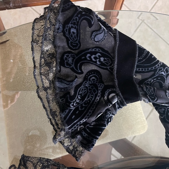 Silk Aris A Velvet & Lace jacket, bell sleeves, peplum style waist, 1XL - Picture 11 of 16